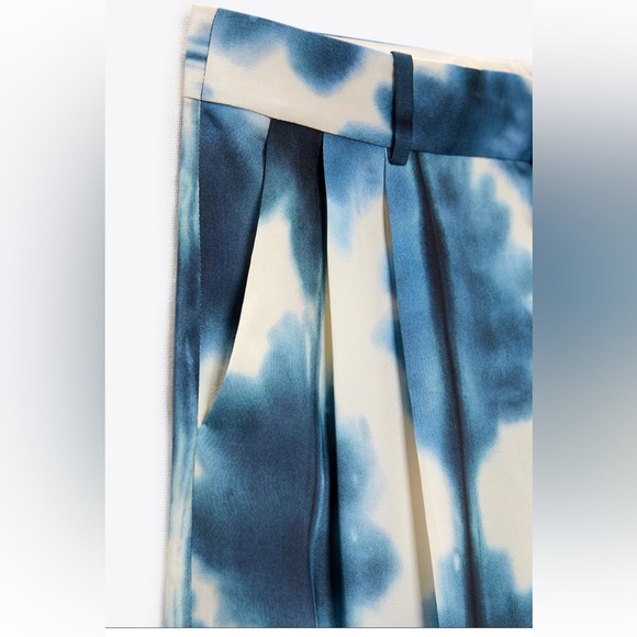 BNET ZARA 2 PCS SET SUIT SATIN EFFECT PRINTED PANTS AND BLAZER - Picture 12 of 13